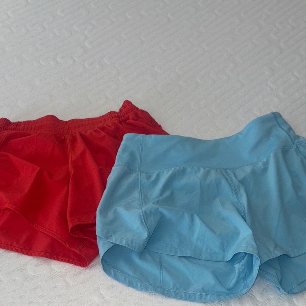 Bundled 2 pairs Lululemon Red and Blue running Shorts